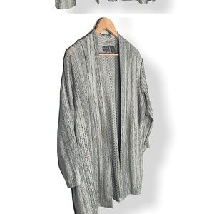 Additions By Chico’s Silver Open Front Cardigan XL